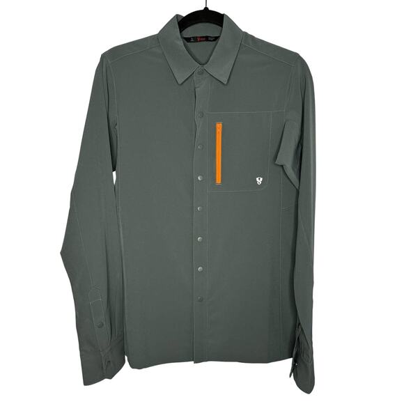 Stoic Shirt Mens Long Sleeve Performance Stretch Snap Hiking Small Charcoal Grey - Picture 1 of 9